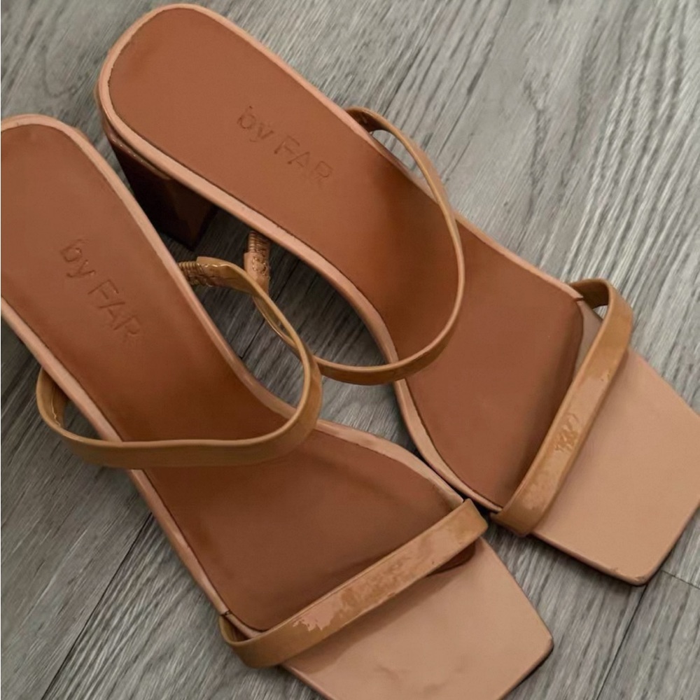 BY FAR Nude Strappy Heels